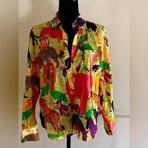 JCrew classic popover in safari print  NWOT​​